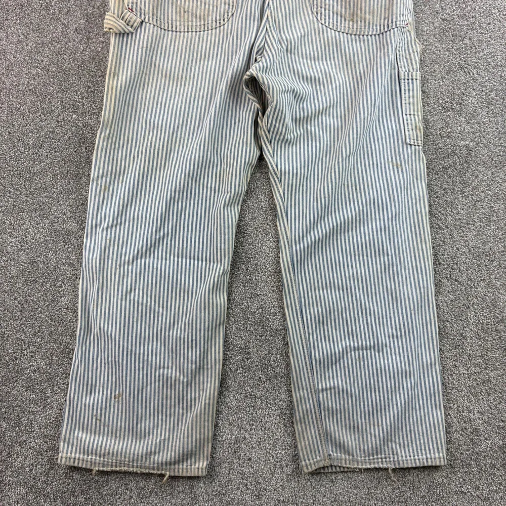 Vintage Big Mac Overalls Mens 38x28 Blue White Hickory Stripe Cotton USA Made